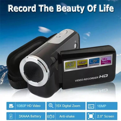 16MP 1080P Mini Digital Camera &amp; Video Recorder (16X Zoom, 2" HD Screen)