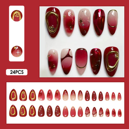 24pcs White Flower Fake Press on Nail Tips Yellow Pink Blush Full Cover Almond Shaped