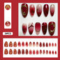 24pcs White Flower Fake Press on Nail Tips Yellow Pink Blush Full Cover Almond Shaped