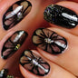 24Pcs French Pink Press on Nails Short Square Head Fake Nails with Flower Rhinestone Design Wearable Finished False Nail Tips