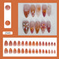 24pcs White Flower Fake Press on Nail Tips Yellow Pink Blush Full Cover Almond Shaped