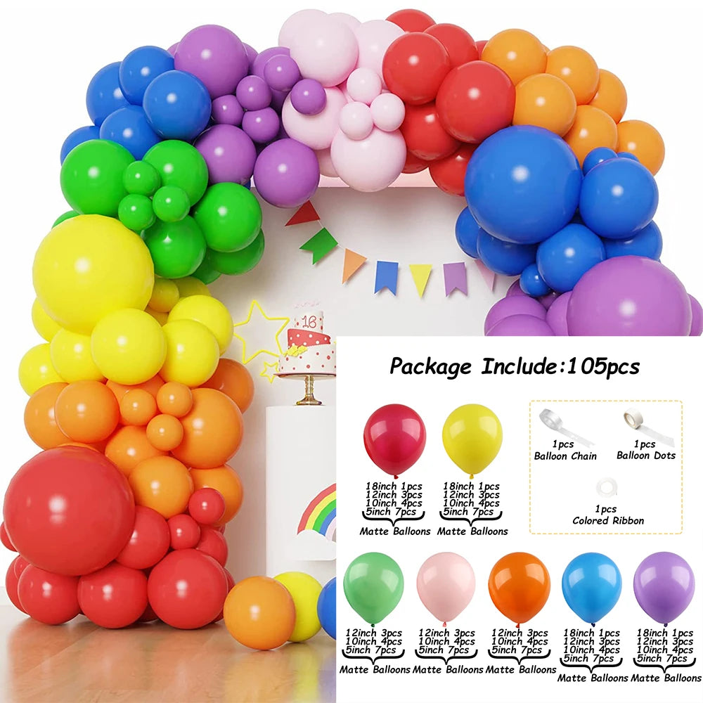 Colorful Rainbow Matte Balloons Garland Arch Kit DIY Latex Happy Birthday Party Balloons Supplies Girl Wedding Decoration Golobs