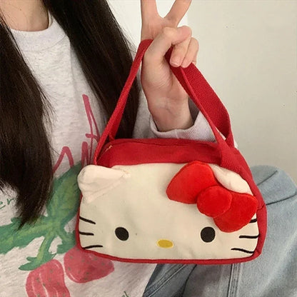 Hello Kitty Plush Storage Shoulder Bag (Cute Cartoon, Large Capacity)