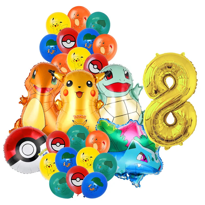 Classical Pikachu Birthday Party Decoration Set (Backdrop · Balloons · Tableware · Kids Event Supplies)