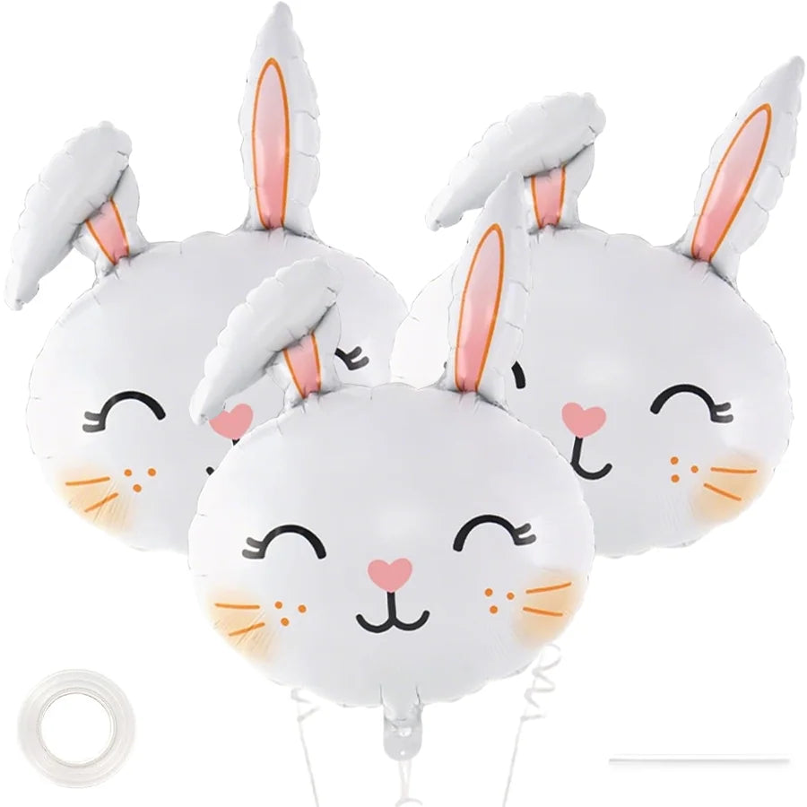 3/6Pcs Easter Rabbit Balloons, Giant Bunny Shaped Foil Balloons Happy Easter Balloon forEaster Party Decors Kids Birthday Party