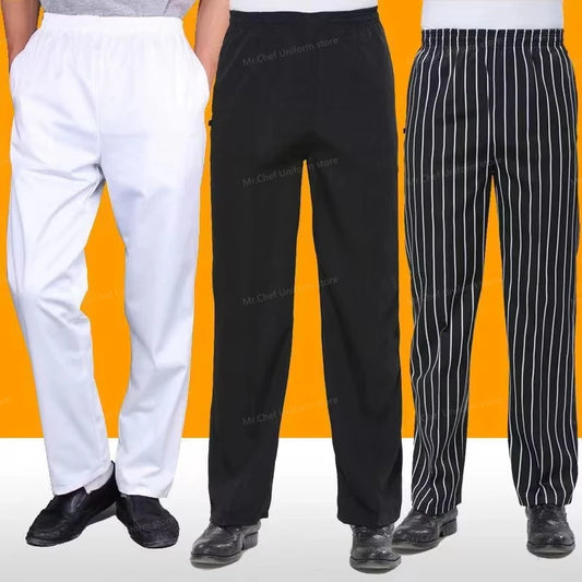 Unisex Chef Pants (Lightweight Baggy Cook Trousers with Elastic Waist)