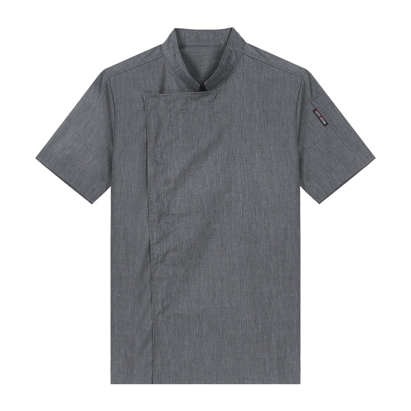 Mens Womens Stand Collar Short Sleeve Chef Coat Working Kitchen Uniform for Cafe Bakery Western Restaurant Hotel Work Wear