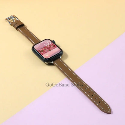 Slim Leather Strap for Apple Watch Band 49mm 45mm 44mm 42mm 41 38 40mm Woman Bracelet for IWatch Series Ultra 8 7 6 SE 5 4 3 2 1