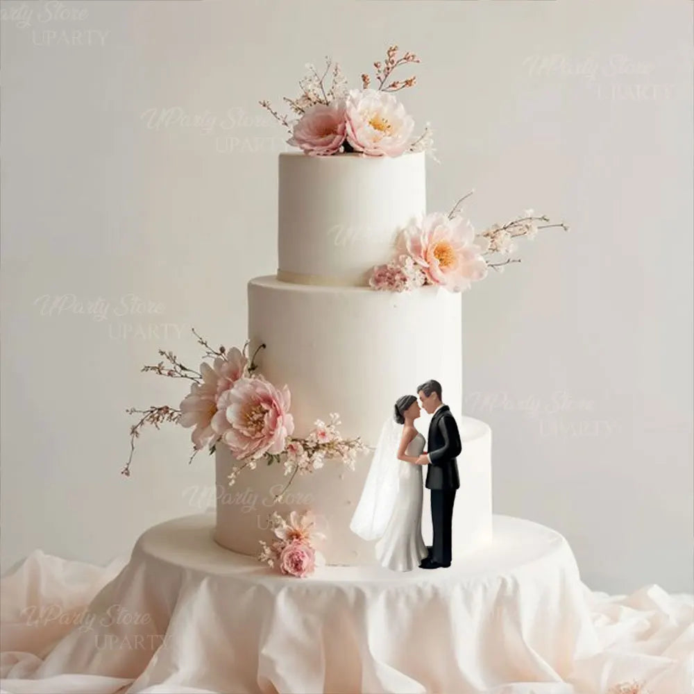 Romantic Bride & Groom Cake Figurine – Party & Engagement Decor