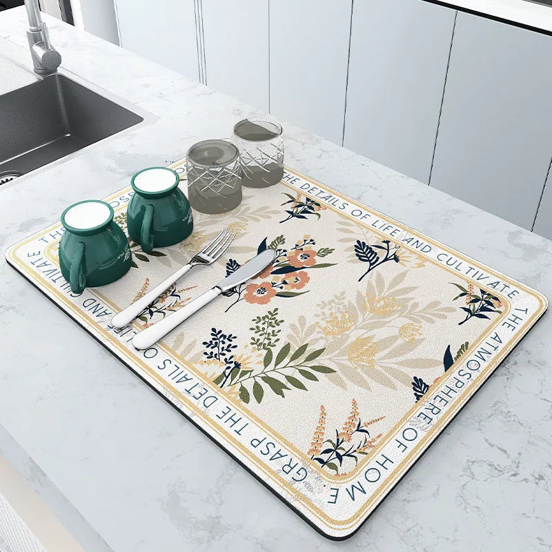 Super Absorbent Large Drying Mat – Anti‑Slip Quick‑Dry Pad for Kitchen, Coffee Station, Bathroom & Tableware