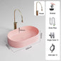 Pink Ceramic Vessel Sink – Modern Countertop Basin with Drain
