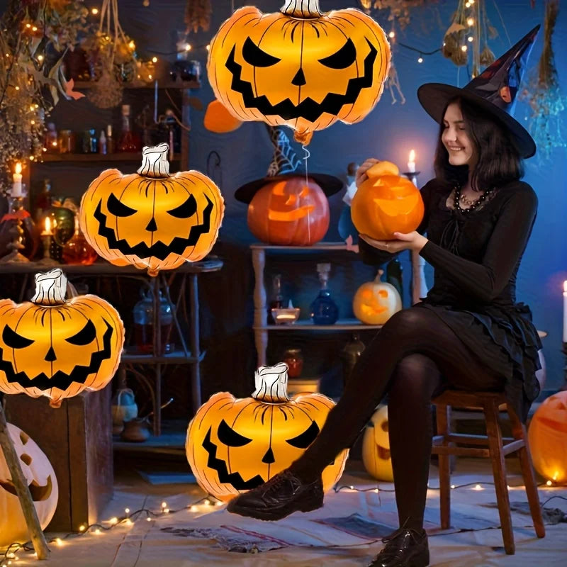 5PCS Halloween Decoration Balloons Terror Foam Pumpkin Balloon Haunted House Room Halloween Party Spooky Decor Supplies