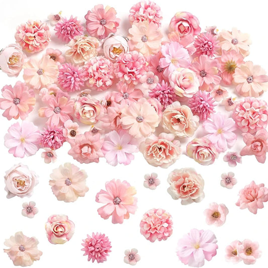 46Pcs Rose Artificial Flowers Heads for Home Decor Fake Flowers Garden Wedding Marriage Decoration Wreath Garland Gift Accessory