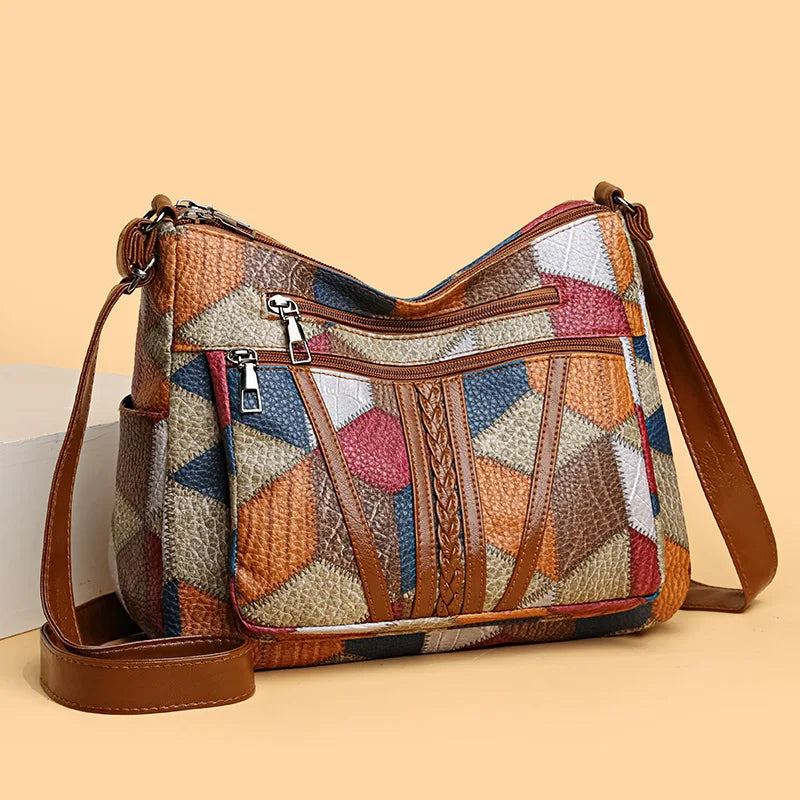 Women's Elegant Vintage Crossbody Bag Trendy HandBag Fashion Multi-pockets Shoulder Bag All-match Retro Crossbody Bag for Daily