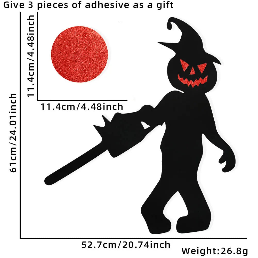 Halloween decoration room door stickers window decor skeleton hand pumpkin DIY devil witch hat glass window stickers ghost