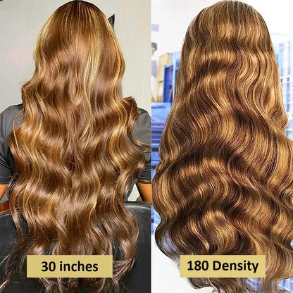 Highlight Wig 13x6 Hd Lace Frontal Wig Honey Blonde Body Wave Lace Front Human Hair Wigs For Women 30 inch 360 HD Full Lace Wig