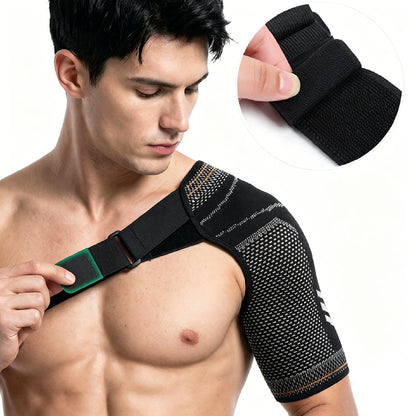 Shoulder Stability Brace Adjustable Knitted Compression Shoulder Sleeve Fits Left & Right Shoulder Basketball Running Cycling