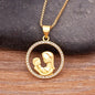 Nidin Luxury Fashion Letter "MOM" Inlaid Crystal Pendant Necklace Mother's Birthday Gift Woman Neck  Anniversary Jewelry