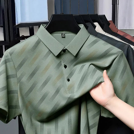 Men's Business Casual Short Sleeved Printed Polo Shirt Fashionable Breathable Comfortable and Versatile Top