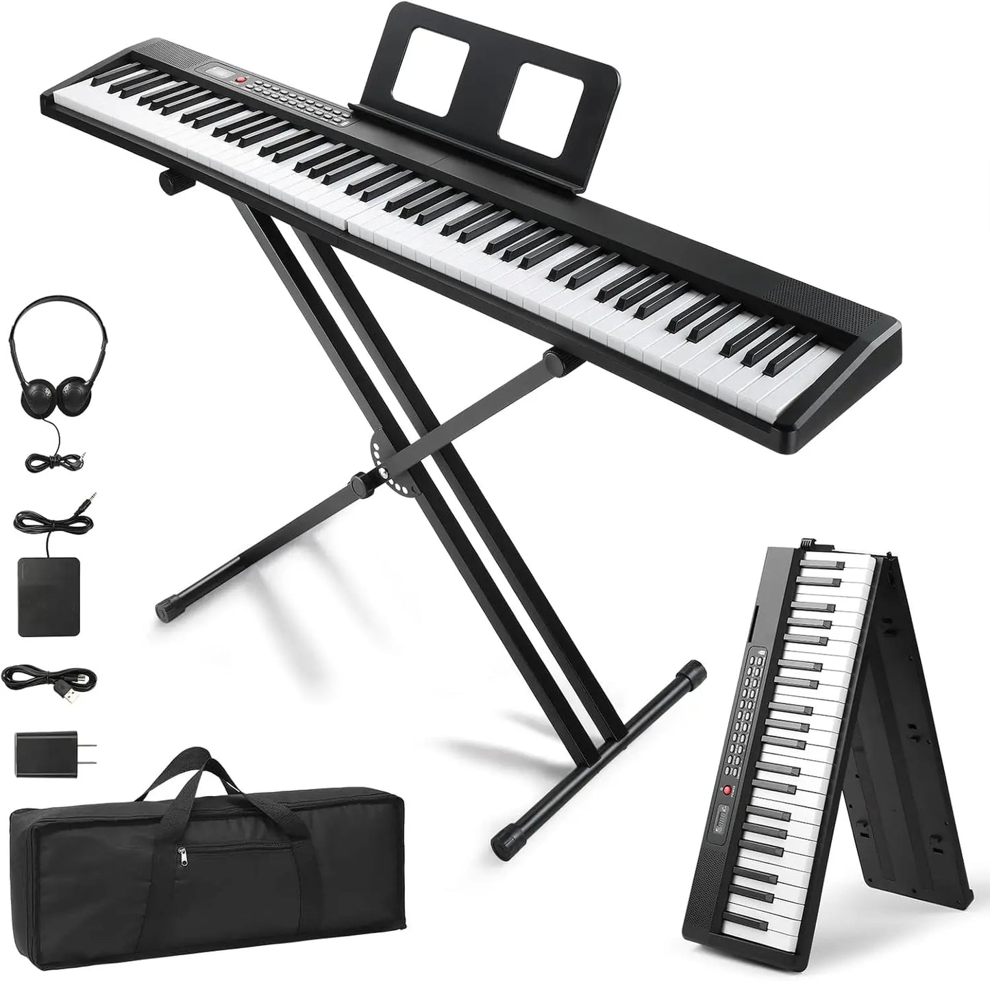 88‑Key Foldable Semi‑Weighted Digital Piano Set (Dual Bluetooth Mode)