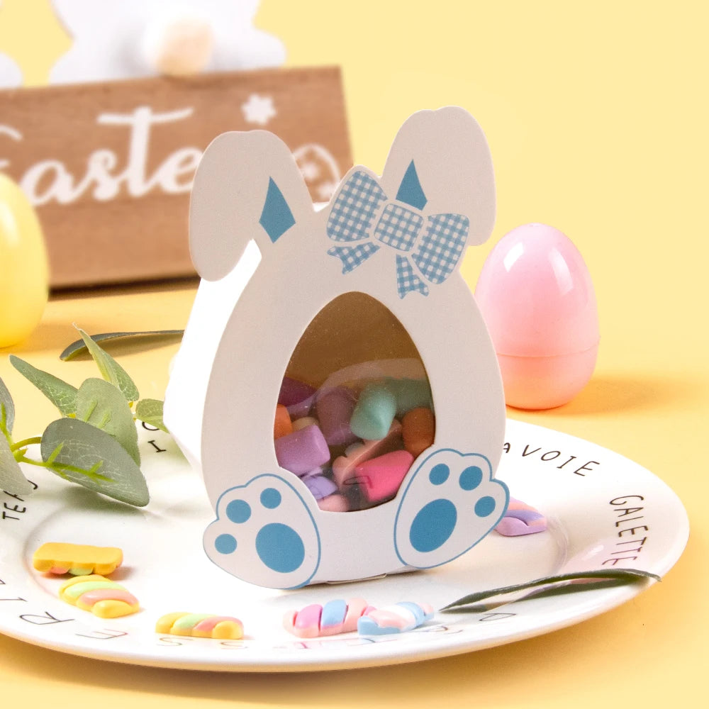 10/20pcs Easter Egg Candy Cookie Boxes Pink Blue Carton Bunny Shape Boxes for Spring Easter Party Gift Packing Boxes Decorations