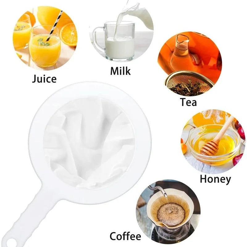 Ultra‑Fine Nylon Mesh Strainer – Washable 100/200/400 Mesh Filter for Soy Milk, Juice, Coffee & Tea