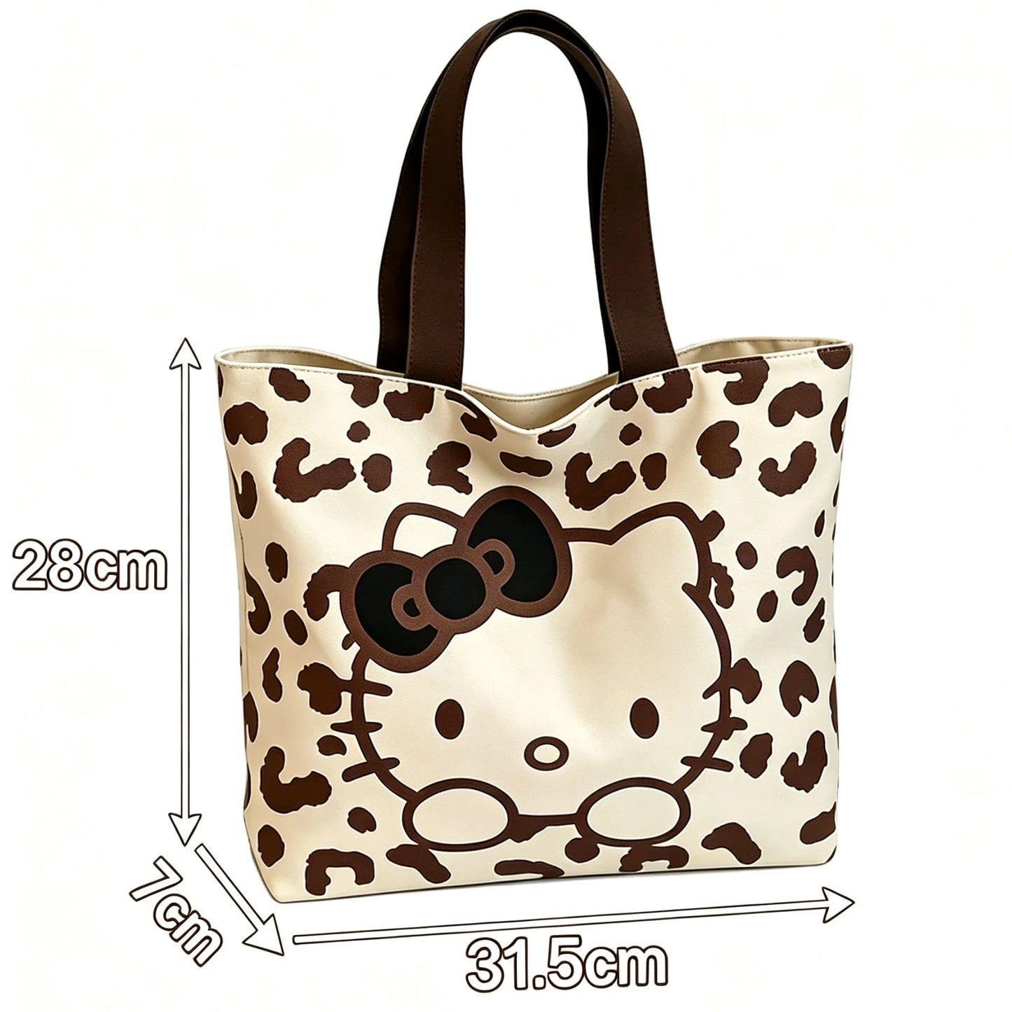 Hello Kitty Leopard Print Canvas Handbag (Lightweight Large‑Capacity Shoulder Tote)