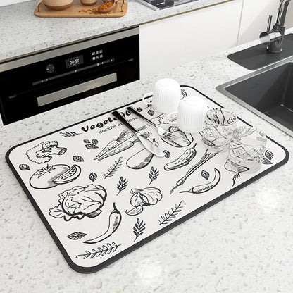 Super Absorbent Large Drying Mat – Anti‑Slip Quick‑Dry Pad for Kitchen, Coffee Station, Bathroom & Tableware