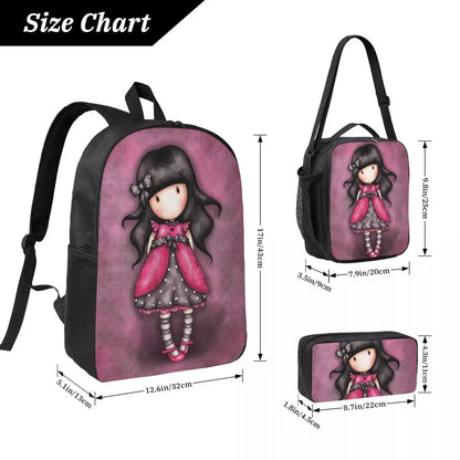 Santoro Gorjuss 3‑Piece Student Backpack Set – BookBag, Lunch Bag & Pencil Case