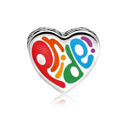 925 Sterling Silver Rainbow Heart Charm