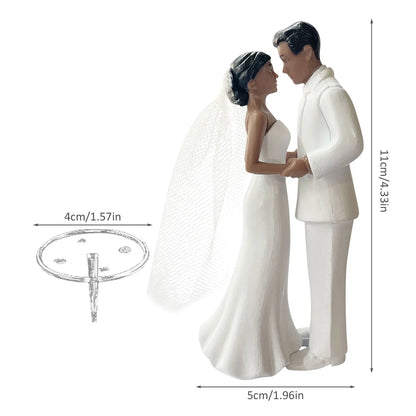 Elegant Bride & Groom Wedding Cake Plastic Topper with White Mesh Veil for Engagement Parties, Bridal Showers & Anniversaries
