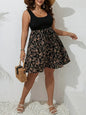 Plus Size Dress Summer Knit Floral Printed Dresses for Women Sleeveless Knee Length Big Size Tummy Control Casual Elegant Dress