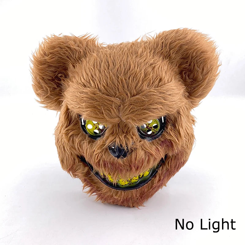 LED Glowing Cosplay Bloody Rabbit Mask Halloween Scary Killer Bloody Bunny Bear Headgear Carnival Masquerade Horror Costume Prop