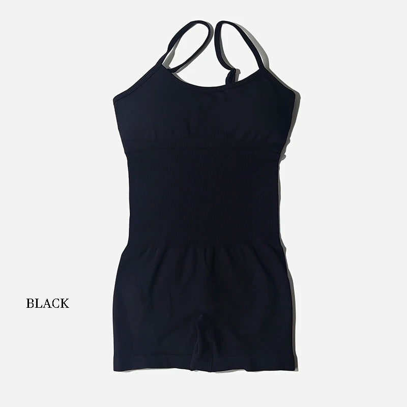 Women Fitness One Piece Strap Tummy Control Padded Sports Bra Rompers