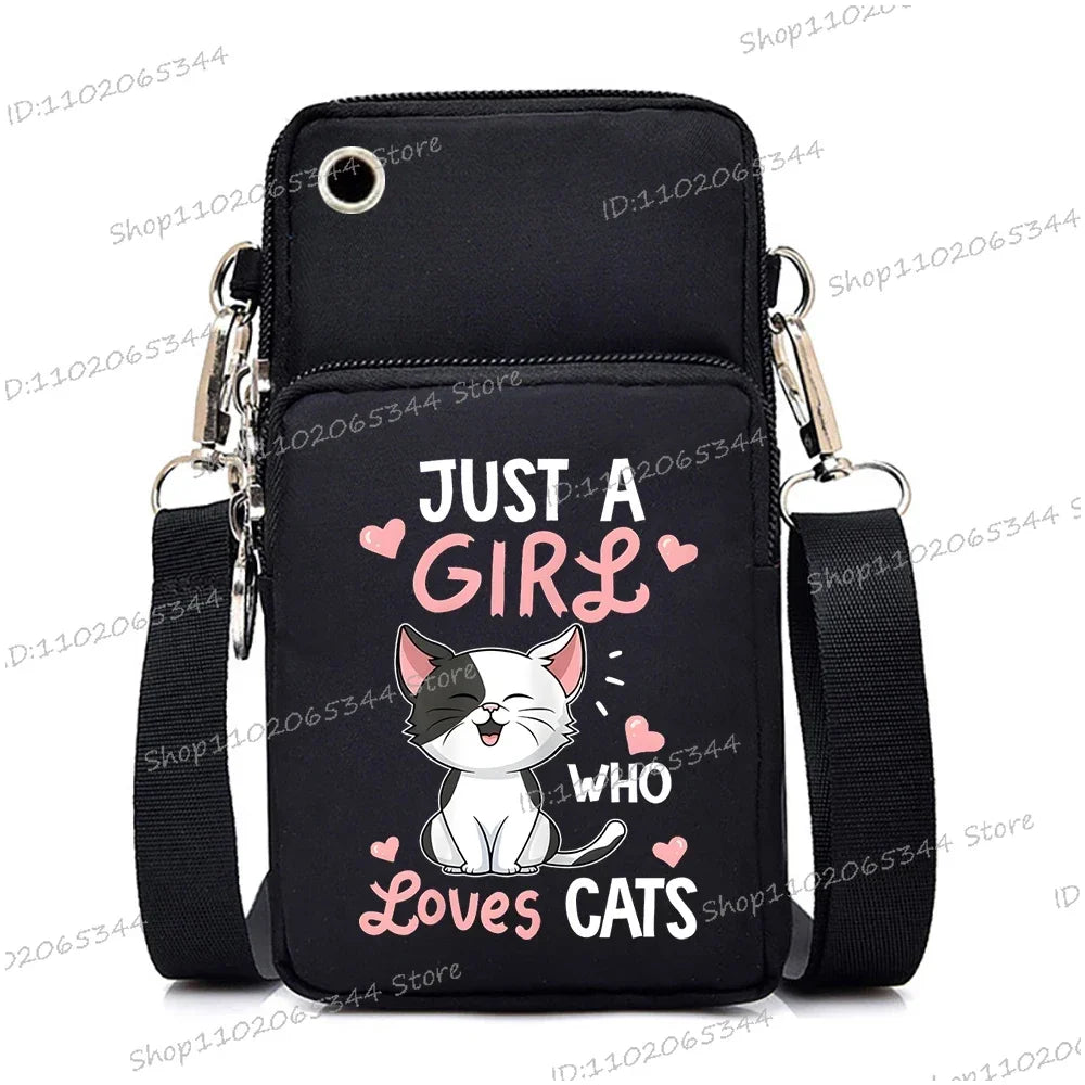 “Just A Girl Who Loves Cats” Mini Phone Crossbody Bag