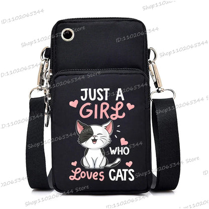 “Just A Girl Who Loves Cats” Mini Phone Crossbody Bag