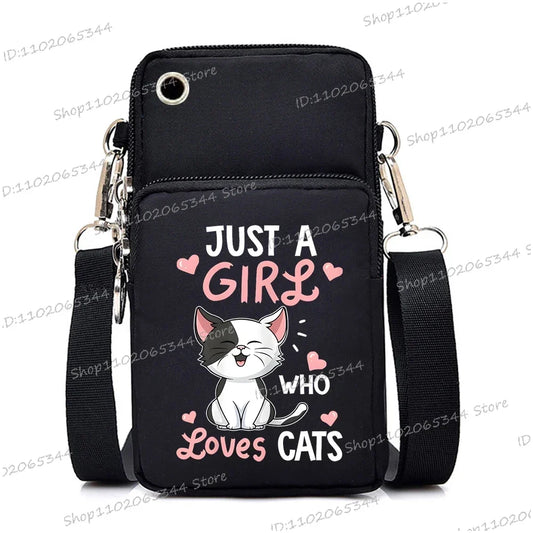 “Just A Girl Who Loves Cats” Mini Phone Crossbody Bag