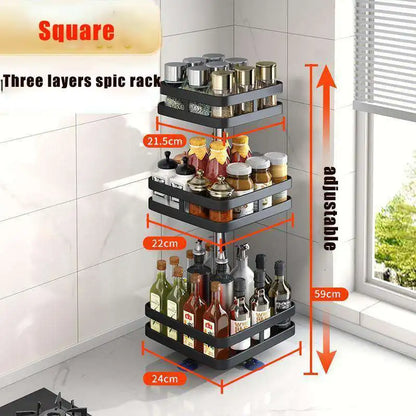 360 Rotation Spice Rack Multi-Layer Spices Seasonings Storage Tray Kitchen Organizer