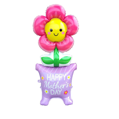 3D Stand Pedestal Mother’s Day Balloon Set – “Love Mom” & “Best Mom” Heart Foil Display