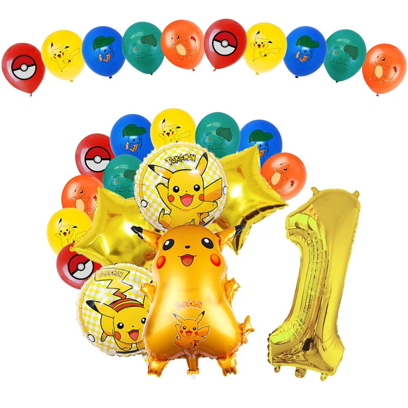 Pikachu Birthday Party Decoration Set (Backdrop · Balloons · Tableware · Kids Party Kit)