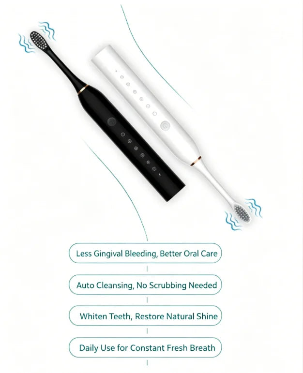 6‑Speed Rechargeable Sonic Toothbrush – Waterproof Soft Brush for Adults & Couples