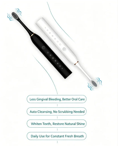 6‑Speed Rechargeable Sonic Toothbrush – Waterproof Soft Brush for Adults & Couples
