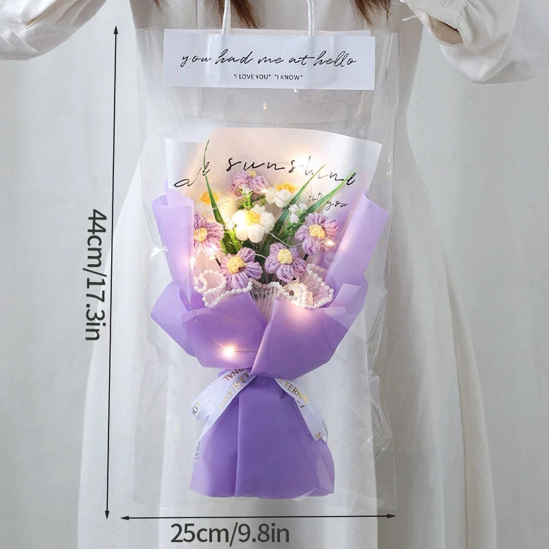 Crochet Flower Bouquet Mother's Day Gifts with LED Light String Hand Knitted Flowers Graduation Artificial Flowers Decor
﻿ 
﻿