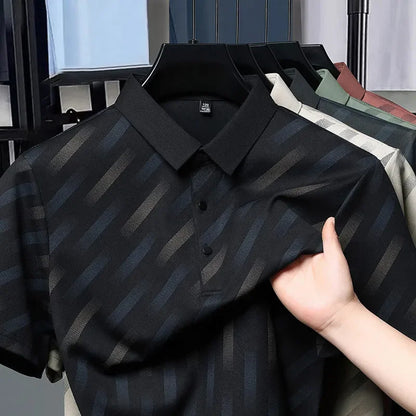 Men's Business Casual Short Sleeved Printed Polo Shirt Fashionable Breathable Comfortable and Versatile Top