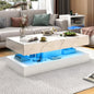 47.2" High‑Gloss LED Coffee Table with Sliding Drawers – Marble Print