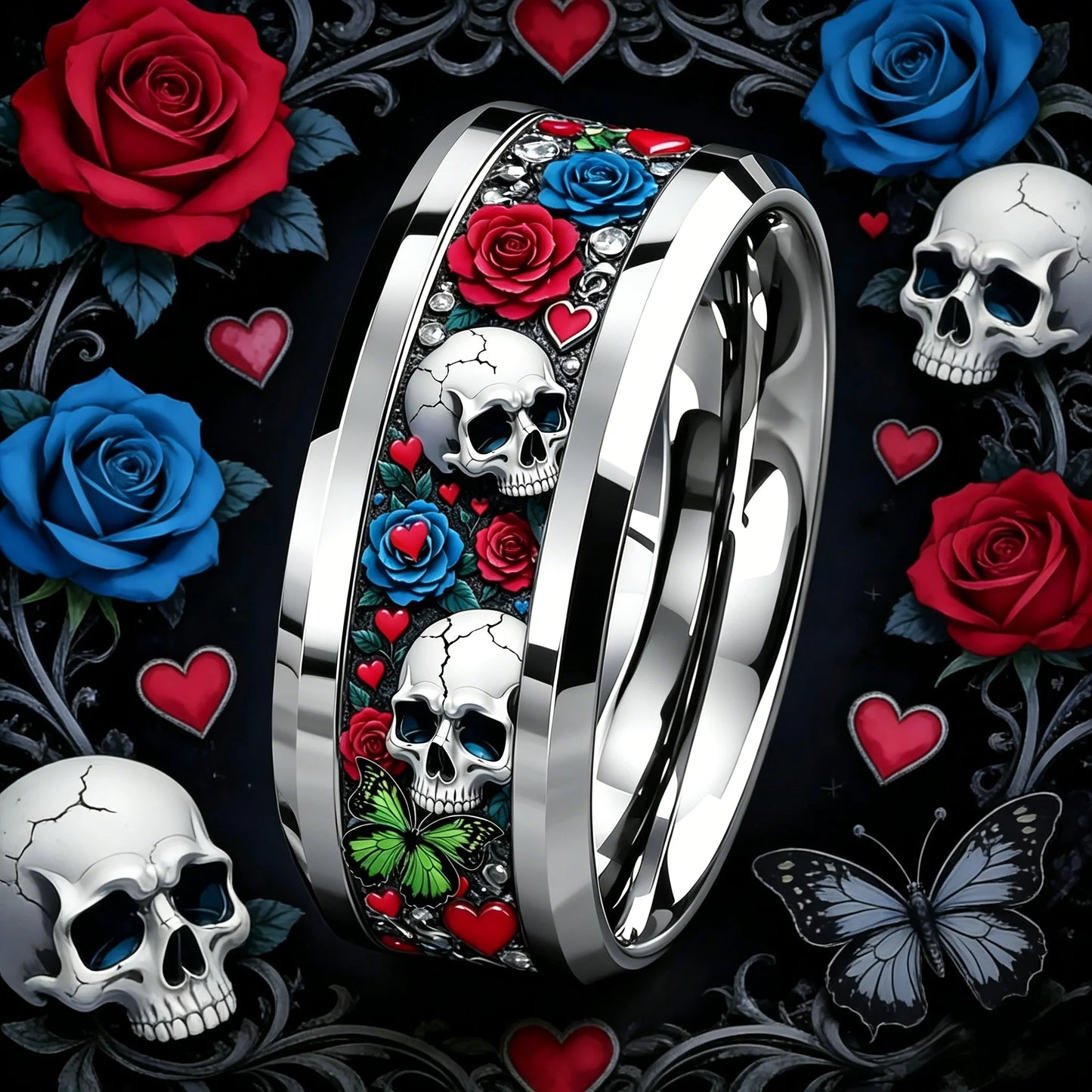 8mm Stainless Steel Ring skull design