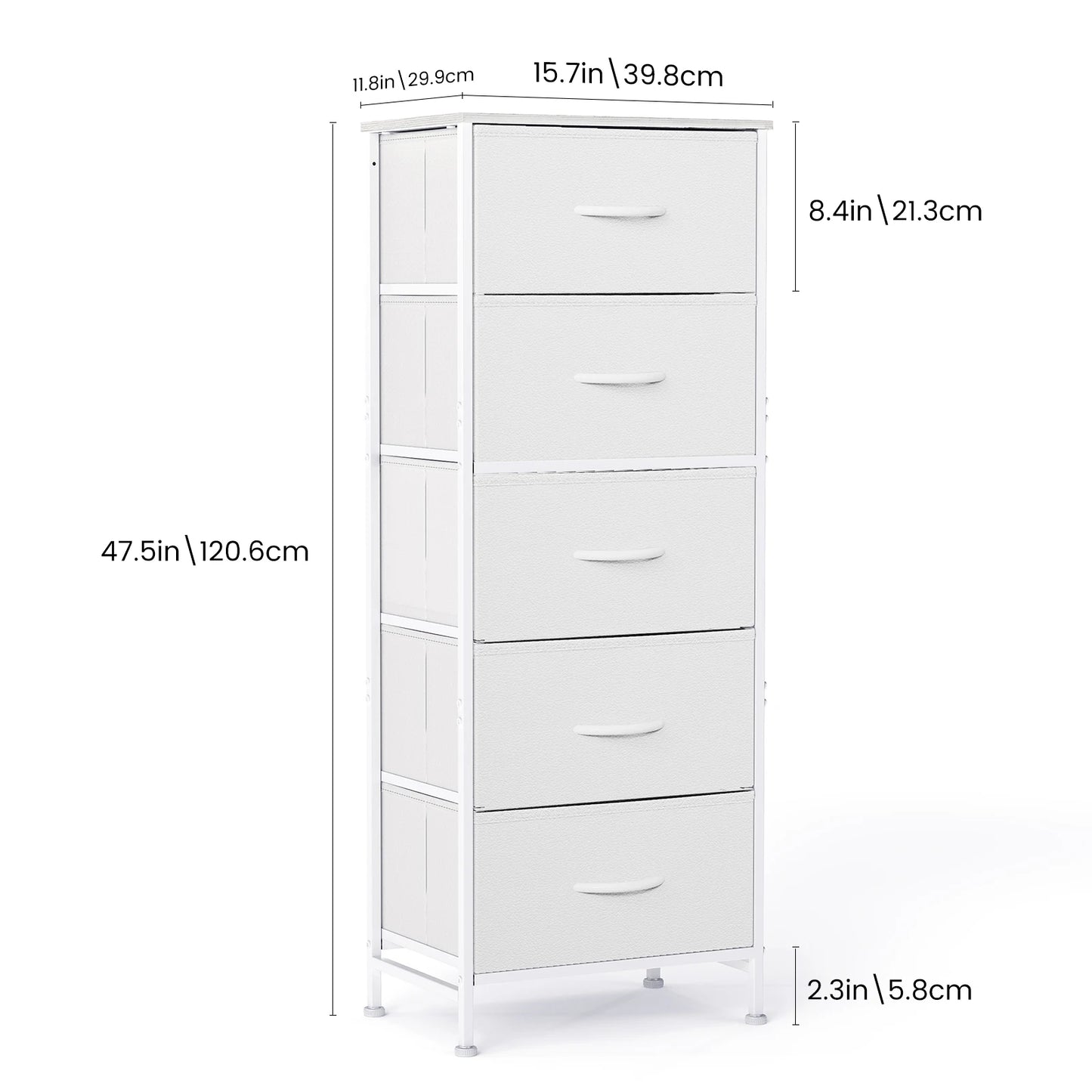 5‑Drawer Fabric Cabinet – 48" Living Room Storage
