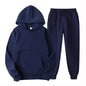 Men's Autumn and Winter New Solid Color Hoodie and pants Set Size S-4XL