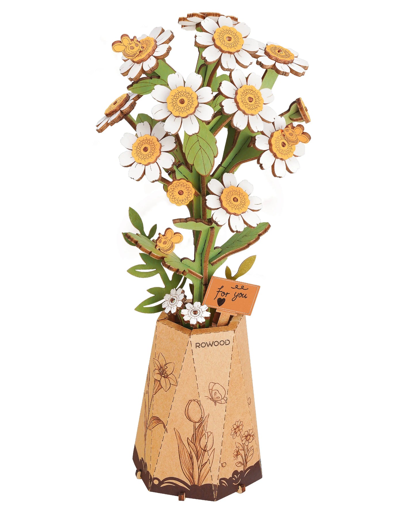 Robotime Rowood DIY Wooden Flower Bouquet Beautiful Hand-Make Gifts Eco-friend Materials 3D Wooden Puzzle for GirlFriends Decor