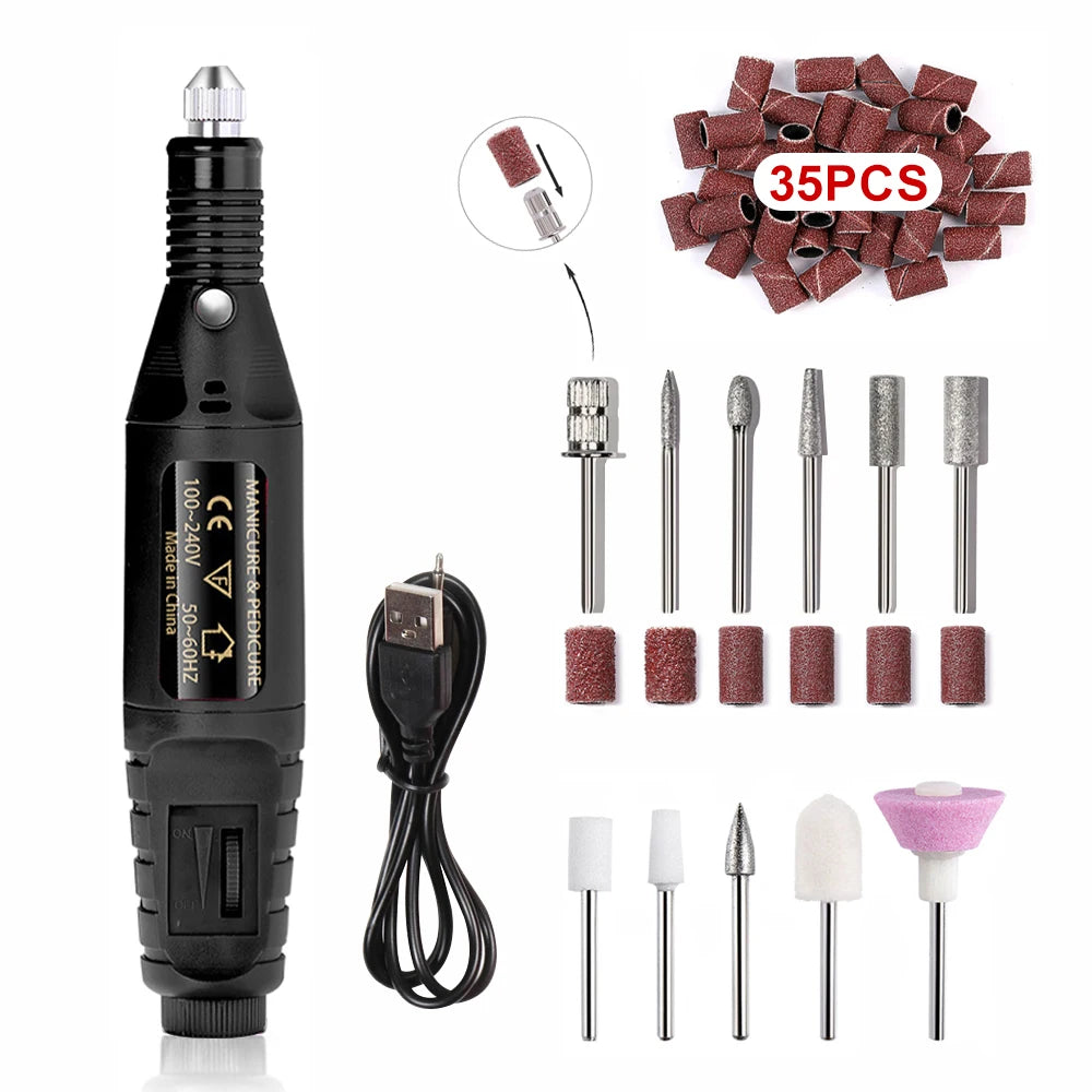 Professional Electric Nail Drill Machine Set – Manicure Milling Cutters & Strong Nail Polishing Tool